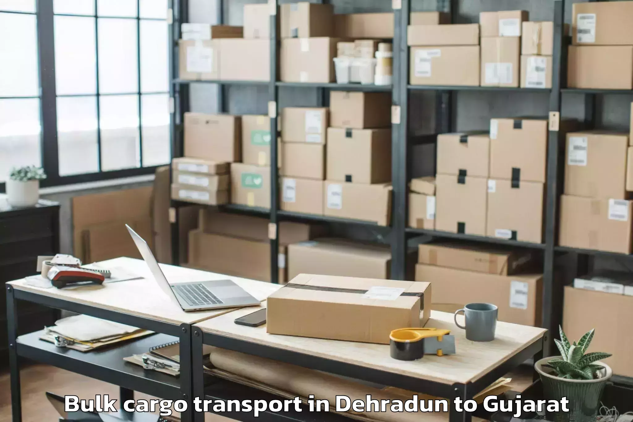 Hassle-Free Dehradun to Delvada Bulk Cargo Transport